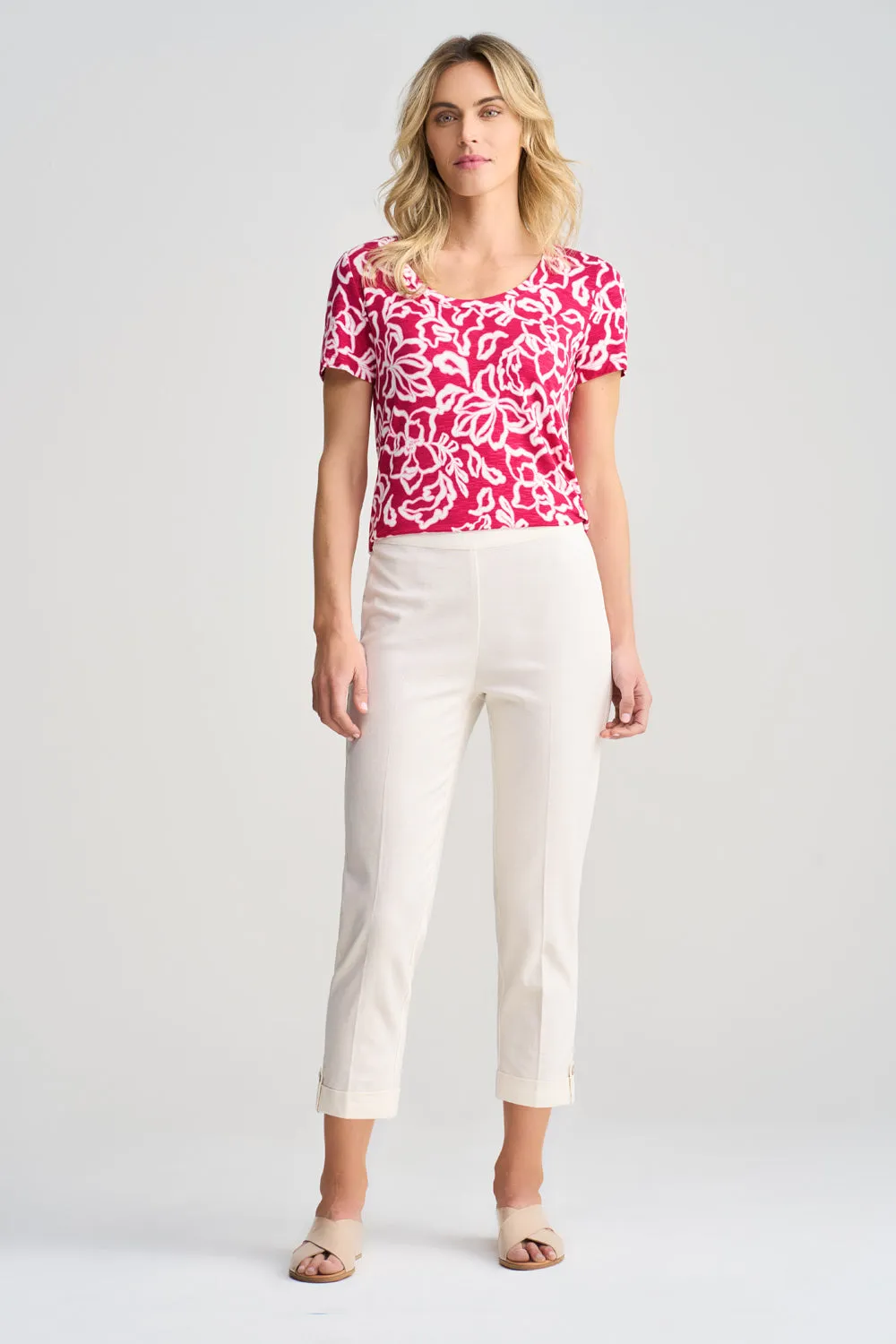 7/8 Tapered Pant with Cuff - Cream