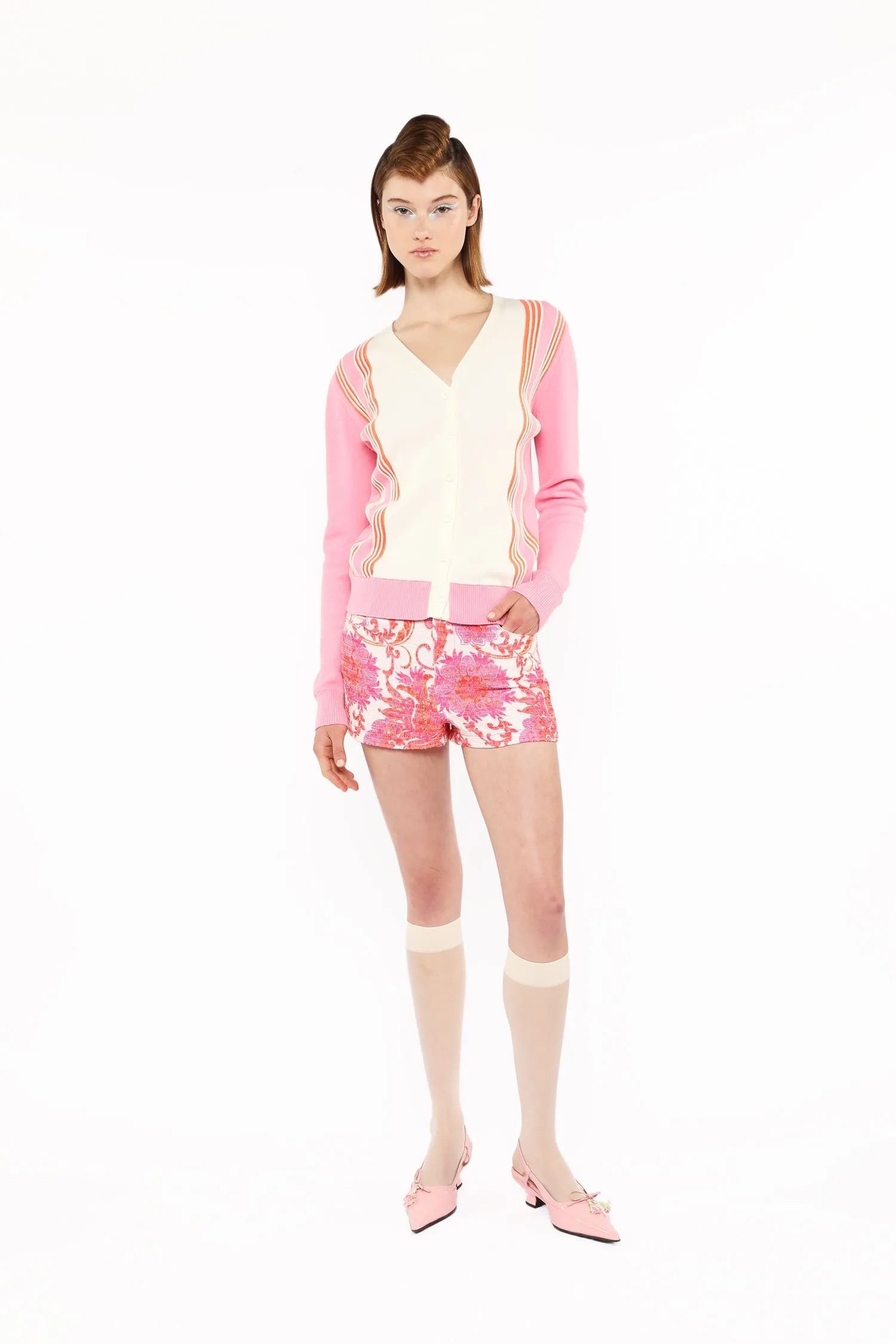 Amalfi Knit Cardigan-Pink Multi