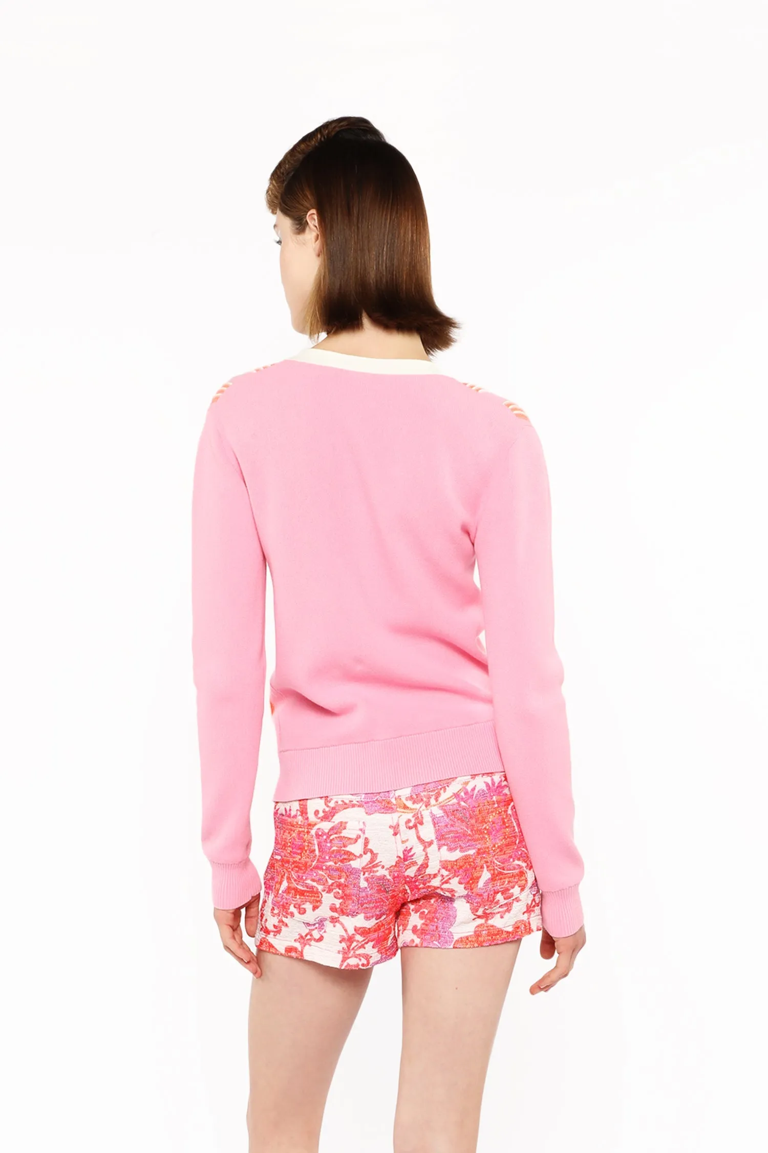 Amalfi Knit Cardigan-Pink Multi