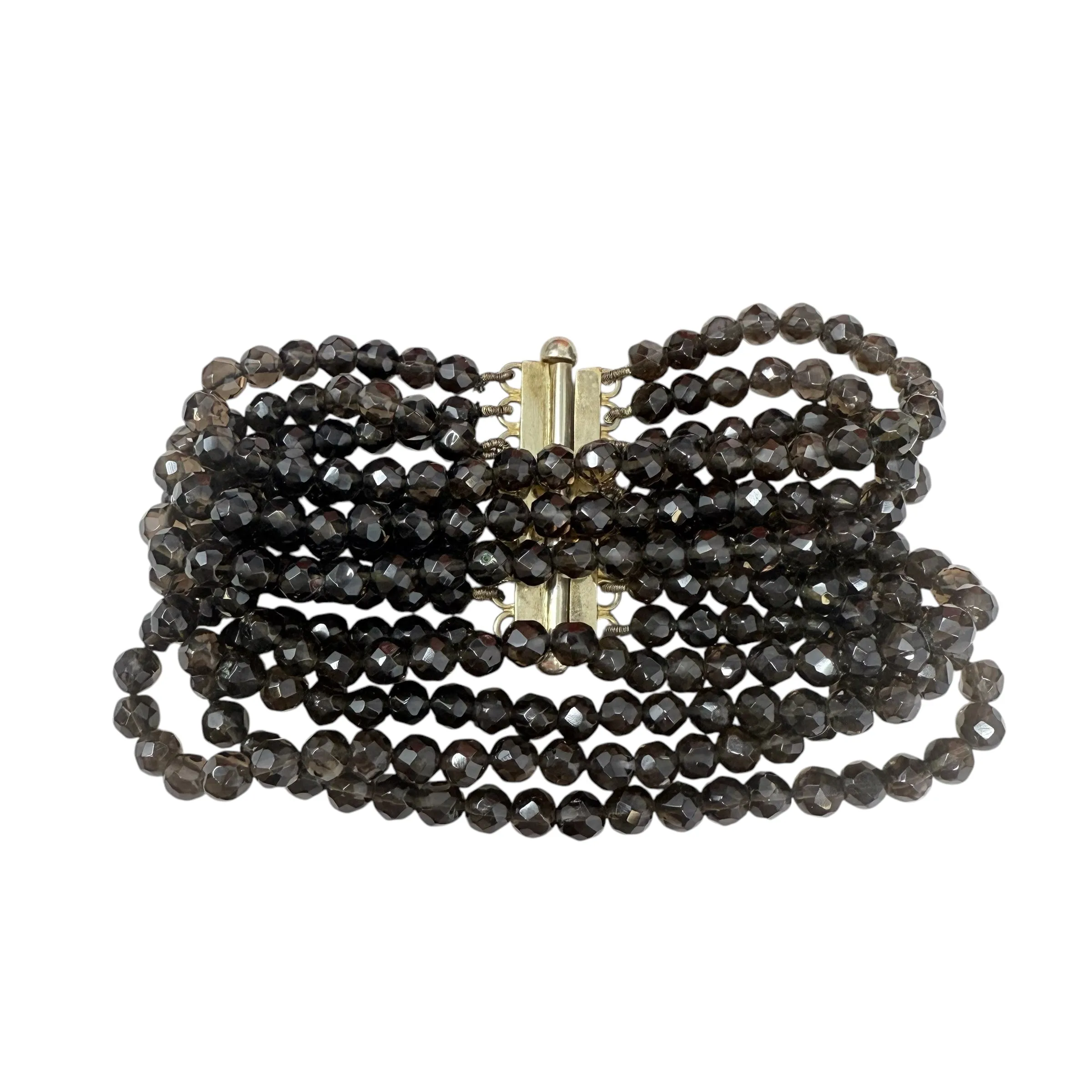 Antique Faceted Smoky Quartz Multi-Strand Bracelet Beaded By Unbranded