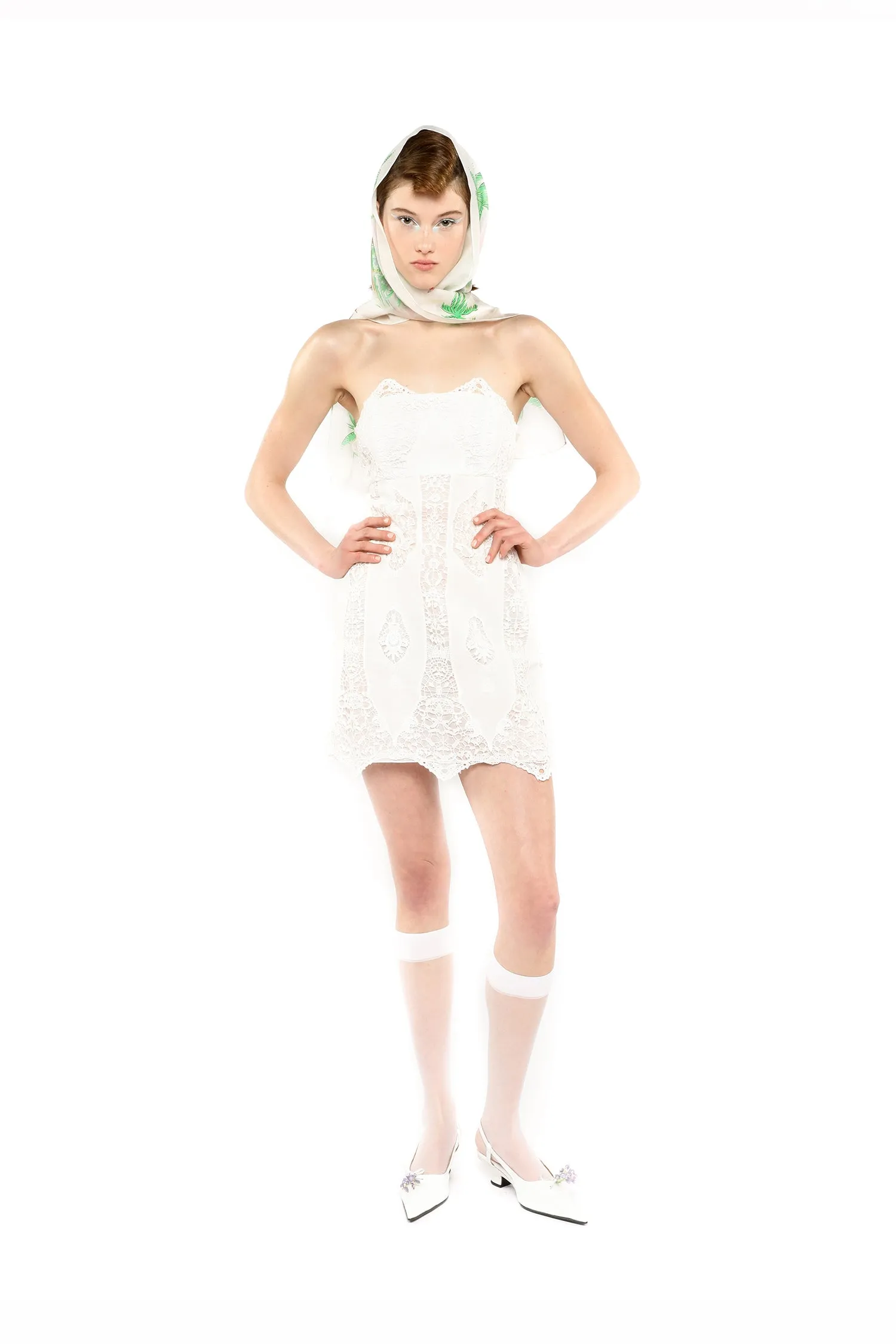 Applique Lace Combo Strapless Dress
