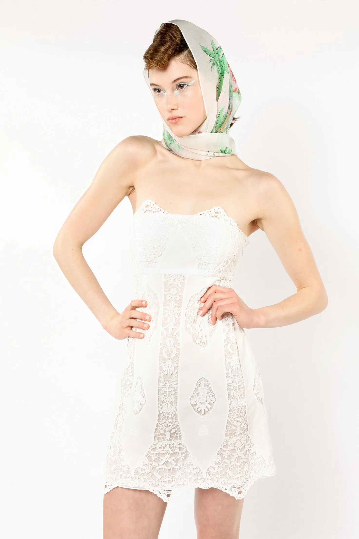 Applique Lace Combo Strapless Dress