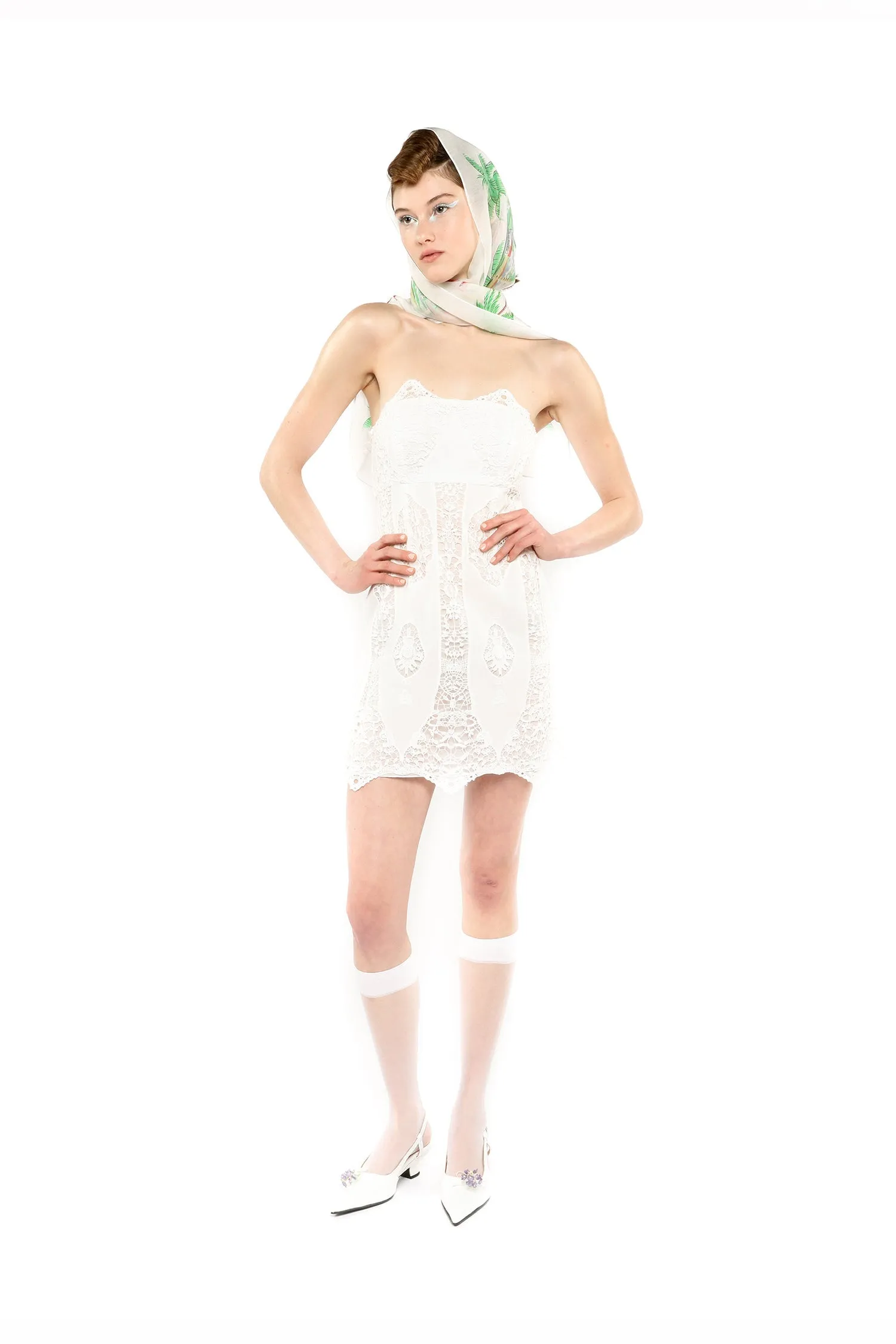 Applique Lace Combo Strapless Dress