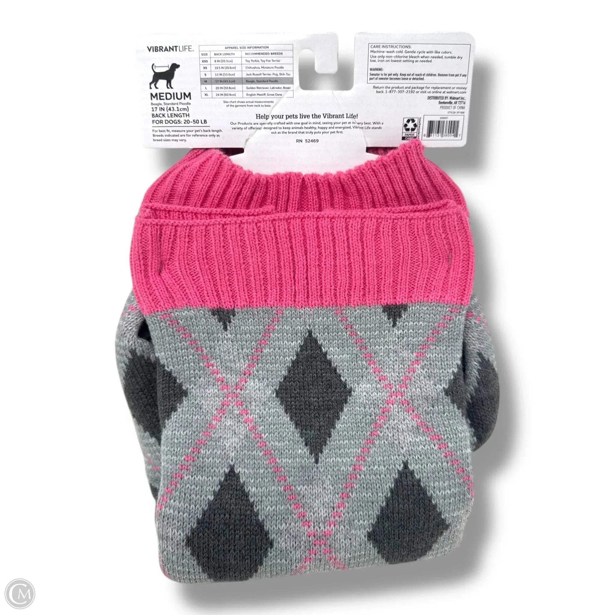 Argyle Dog Sweater by Vibrant Life  Size:M