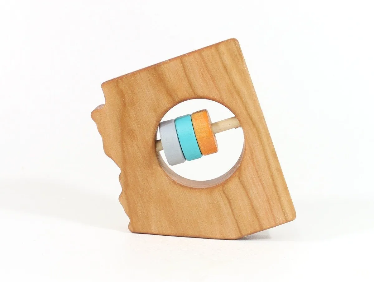 Arizona State Wooden Baby Rattle