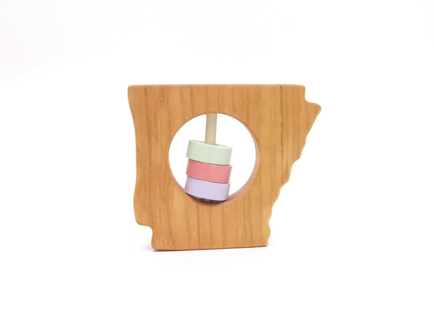 Arkansas State Wooden Baby Rattle