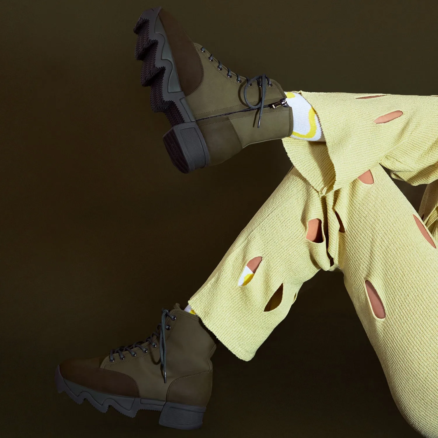 Arom Khaki Lace-Up Boot
