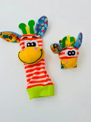 Baby sock and wrist rattle