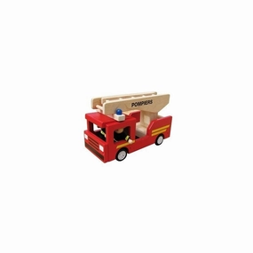 Bass & Bass Fireman Truck with 2 Firemen - Imitation Toy - 3  Wooden Toy