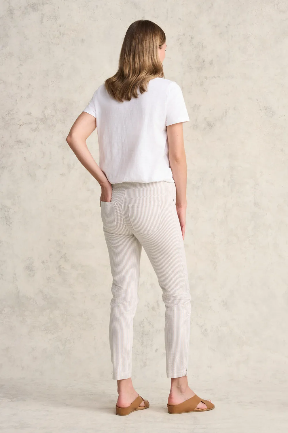 Bengajean 7/8 Seersucker - Stone & White Stripe
