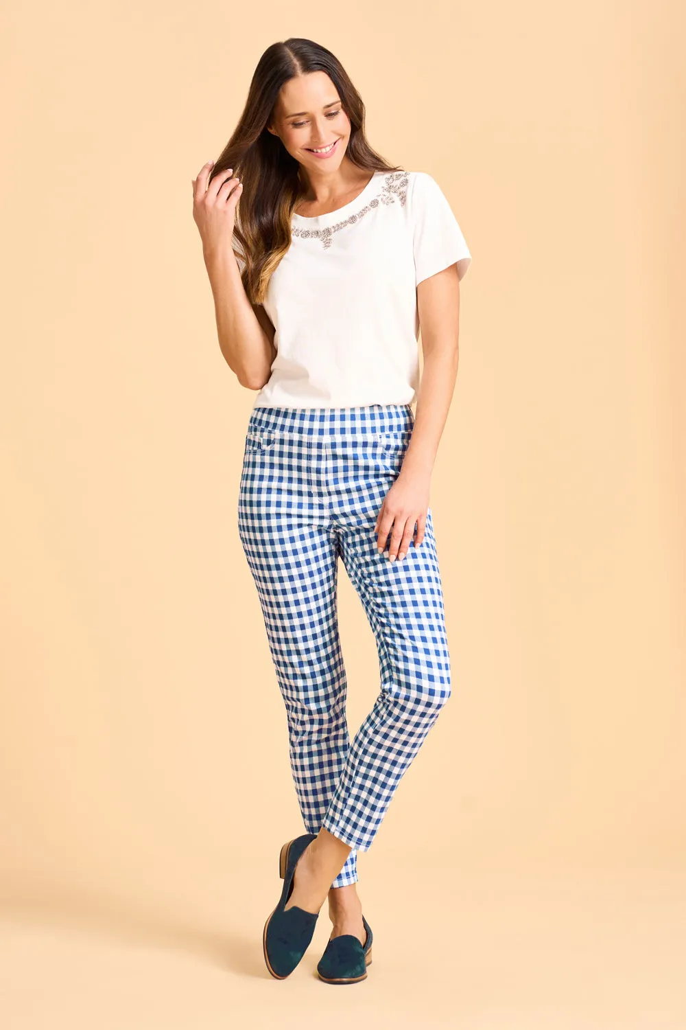 Bengajean 7/8th Skinny Leg - Azure Gingham