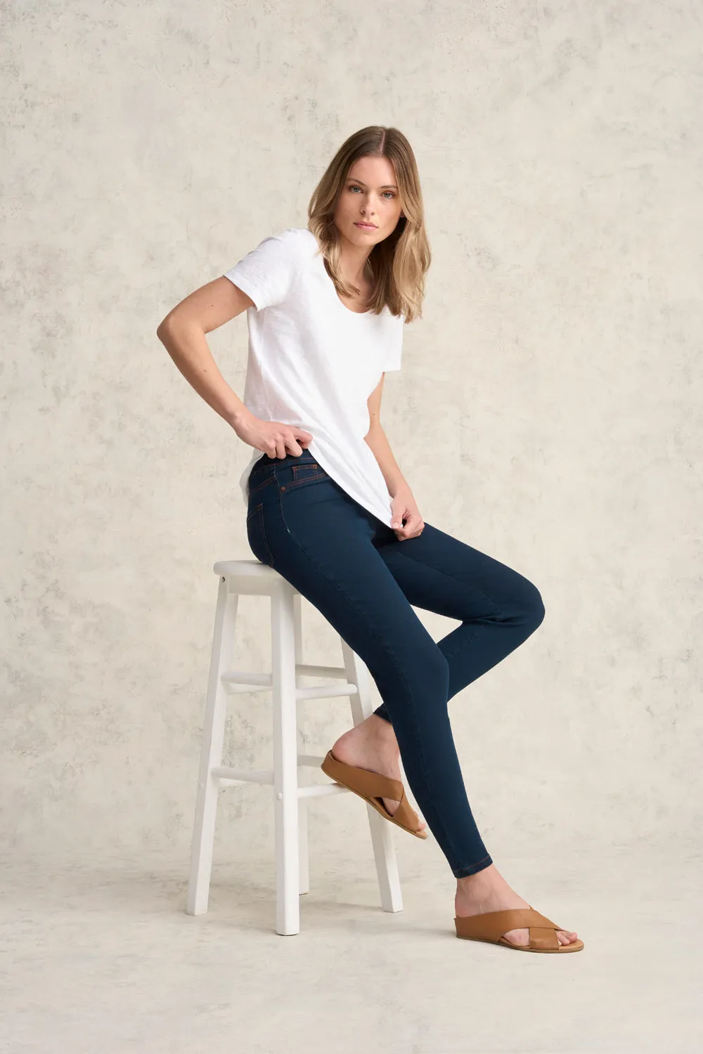 Bengajean Good Earth Cotton 7/8 Skinny Leg - Clean Denim Blue