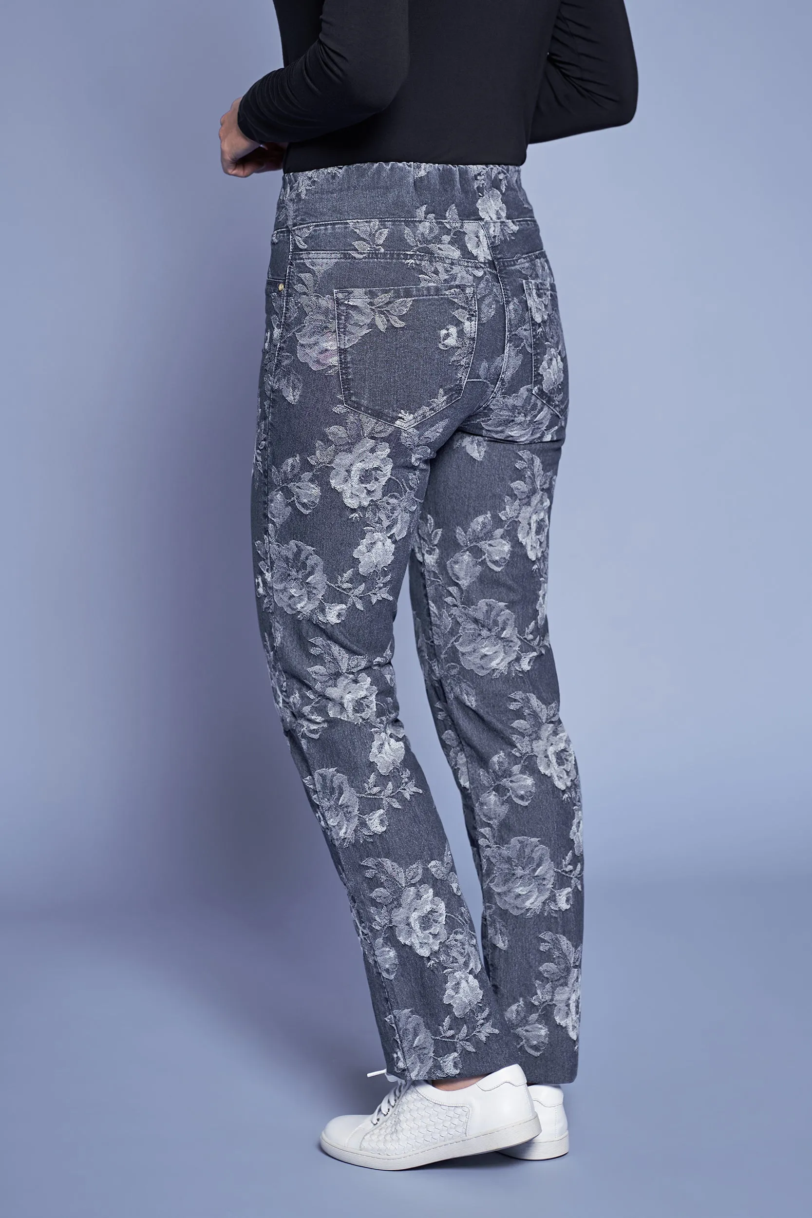 Bengajean Jacquard Straight Leg - Floral Denim