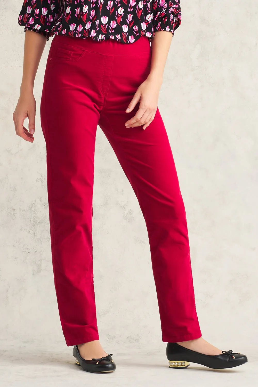 Bengajean Velvet Straight Leg - Red