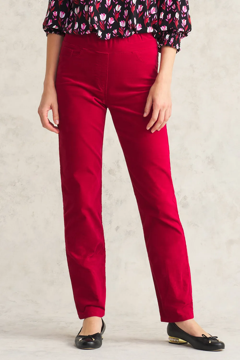 Bengajean Velvet Straight Leg - Red