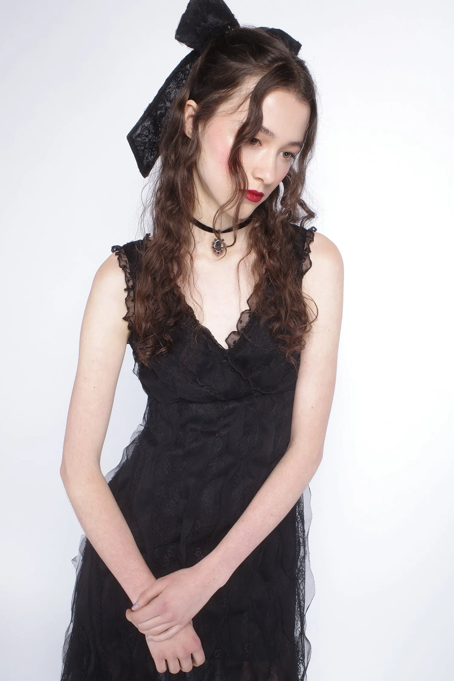 Black Combo Sleeveless Lace Dress