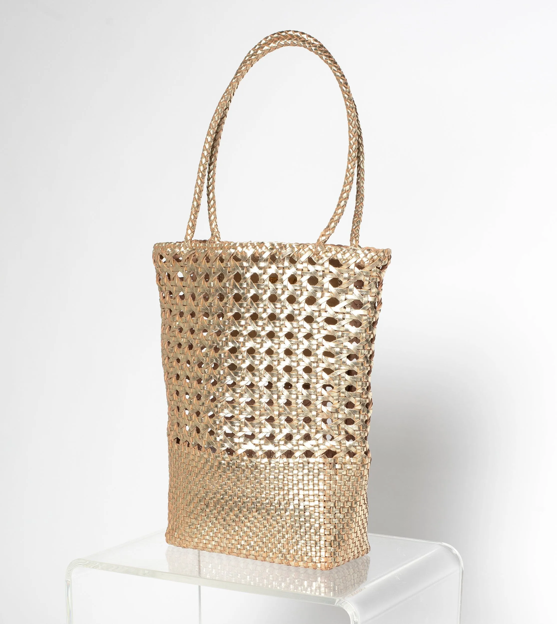 Blaine Weave Tote Bag | Gold