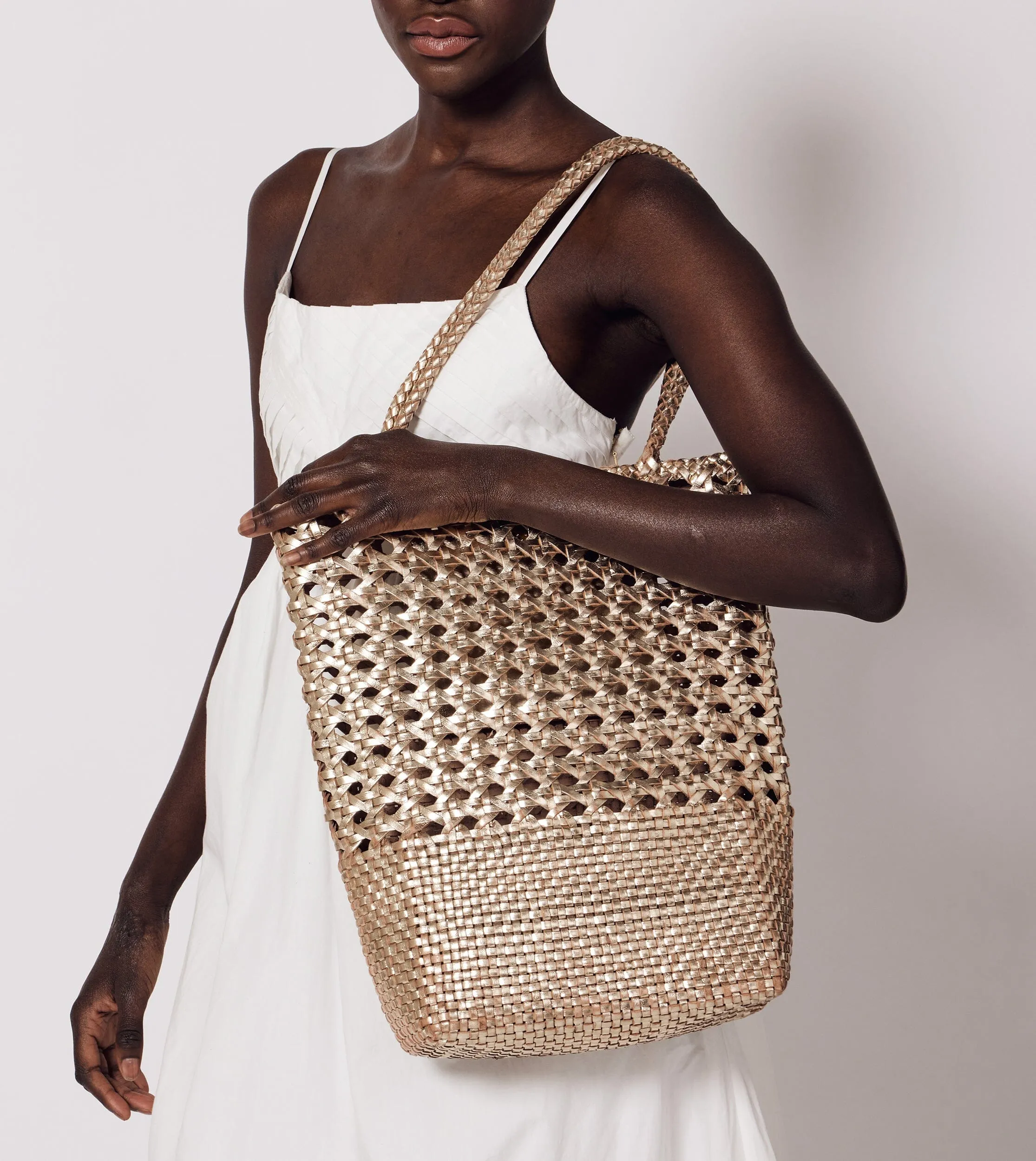 Blaine Weave Tote Bag | Gold