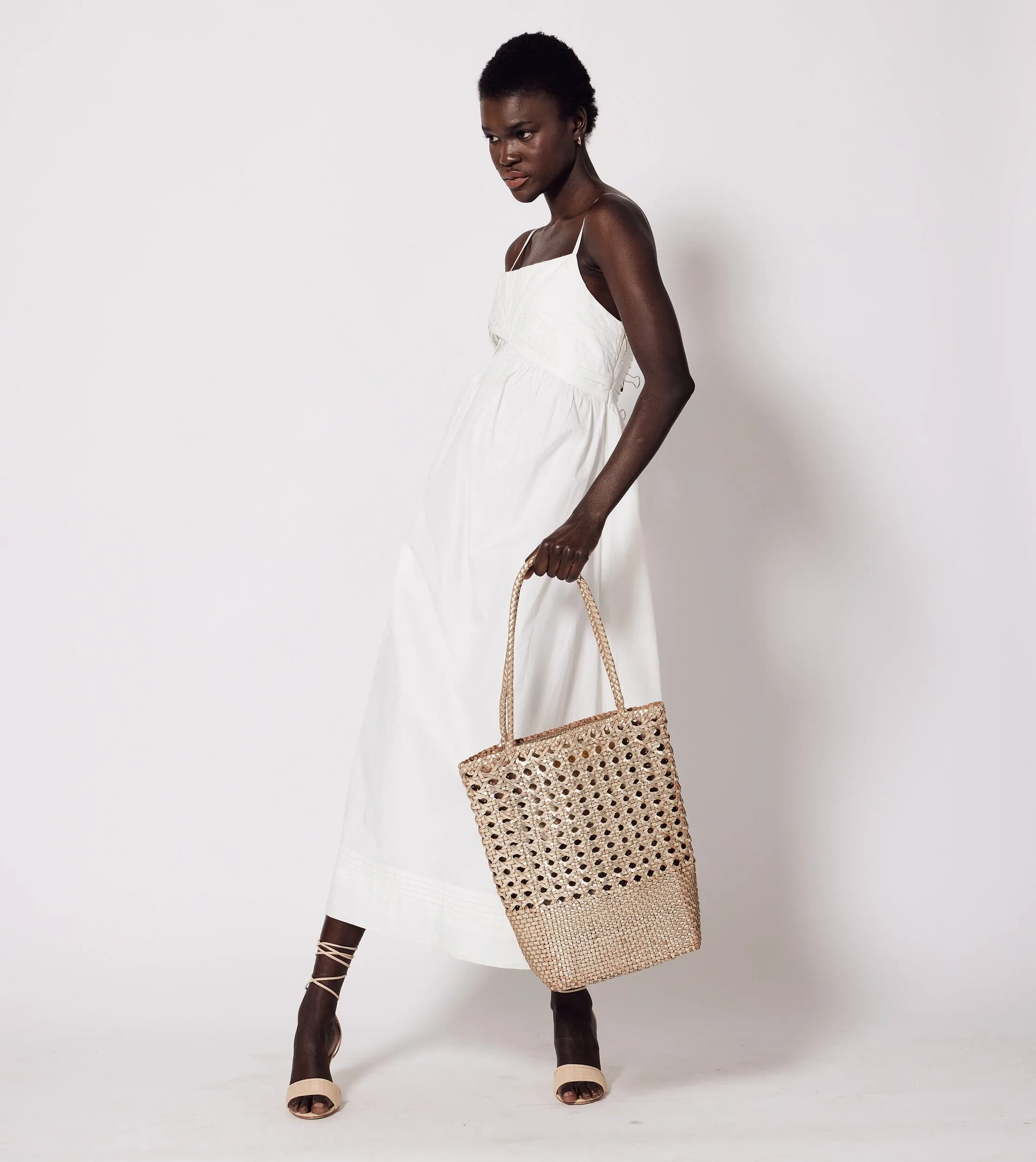 Blaine Weave Tote Bag | Gold