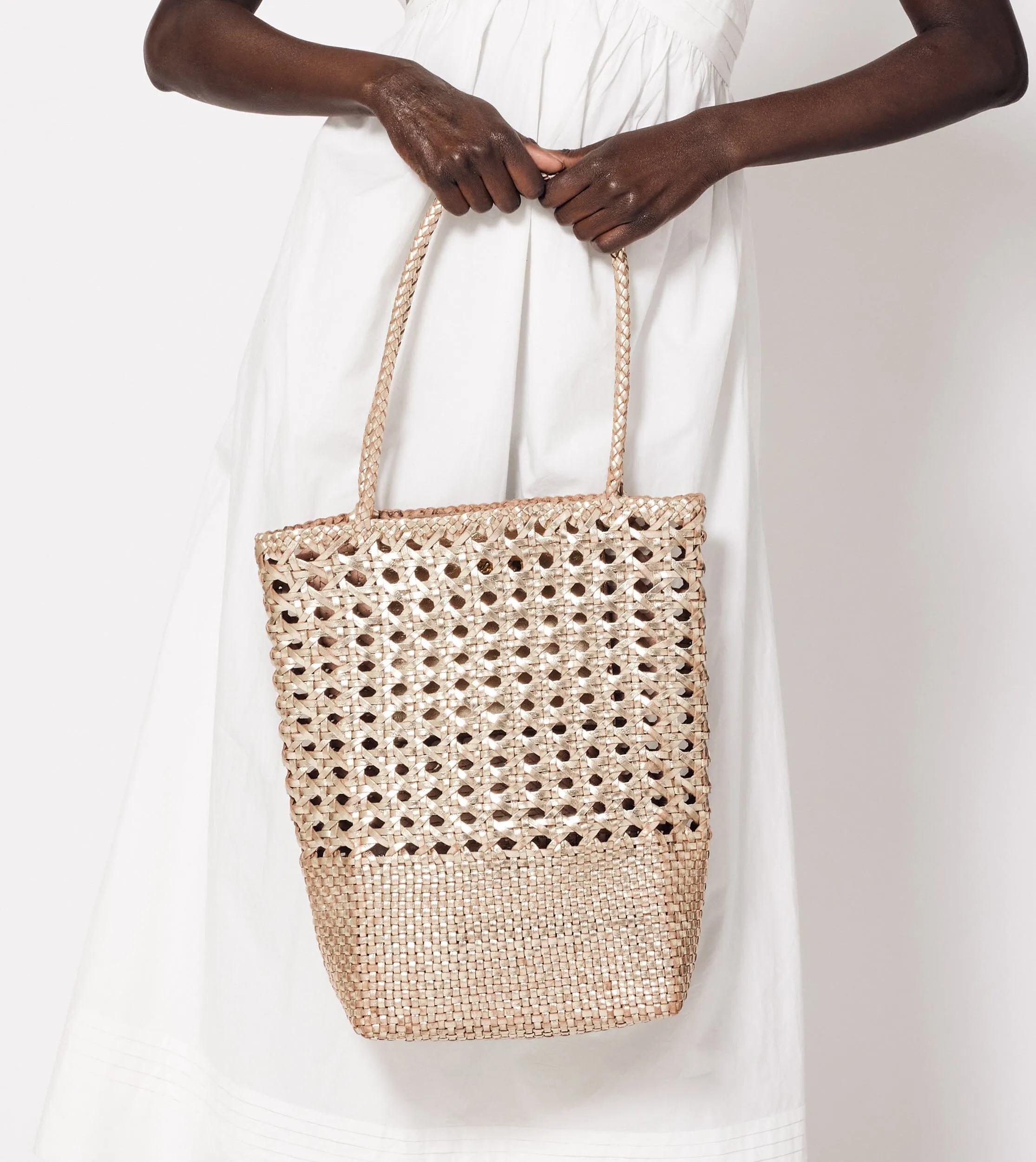 Blaine Weave Tote Bag | Gold