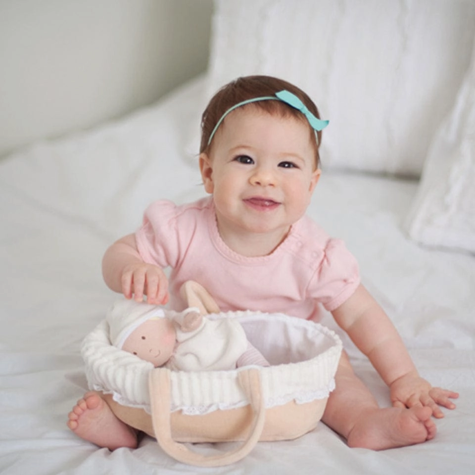 Bonikka Carry Cot With Baby Doll, Bottle & Blanket