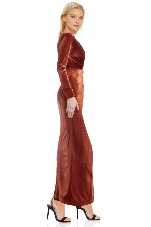 Bonny - Long Sleeve Velvet Plunge Dress