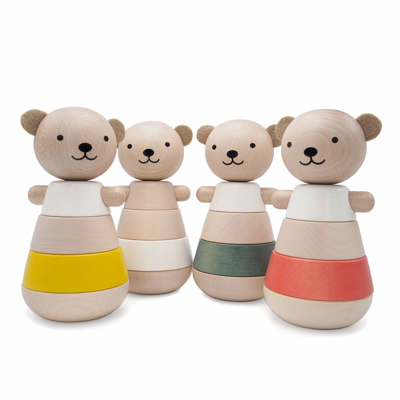 Briki Vroom Vroom Wooden Stacking Bear / Jaune