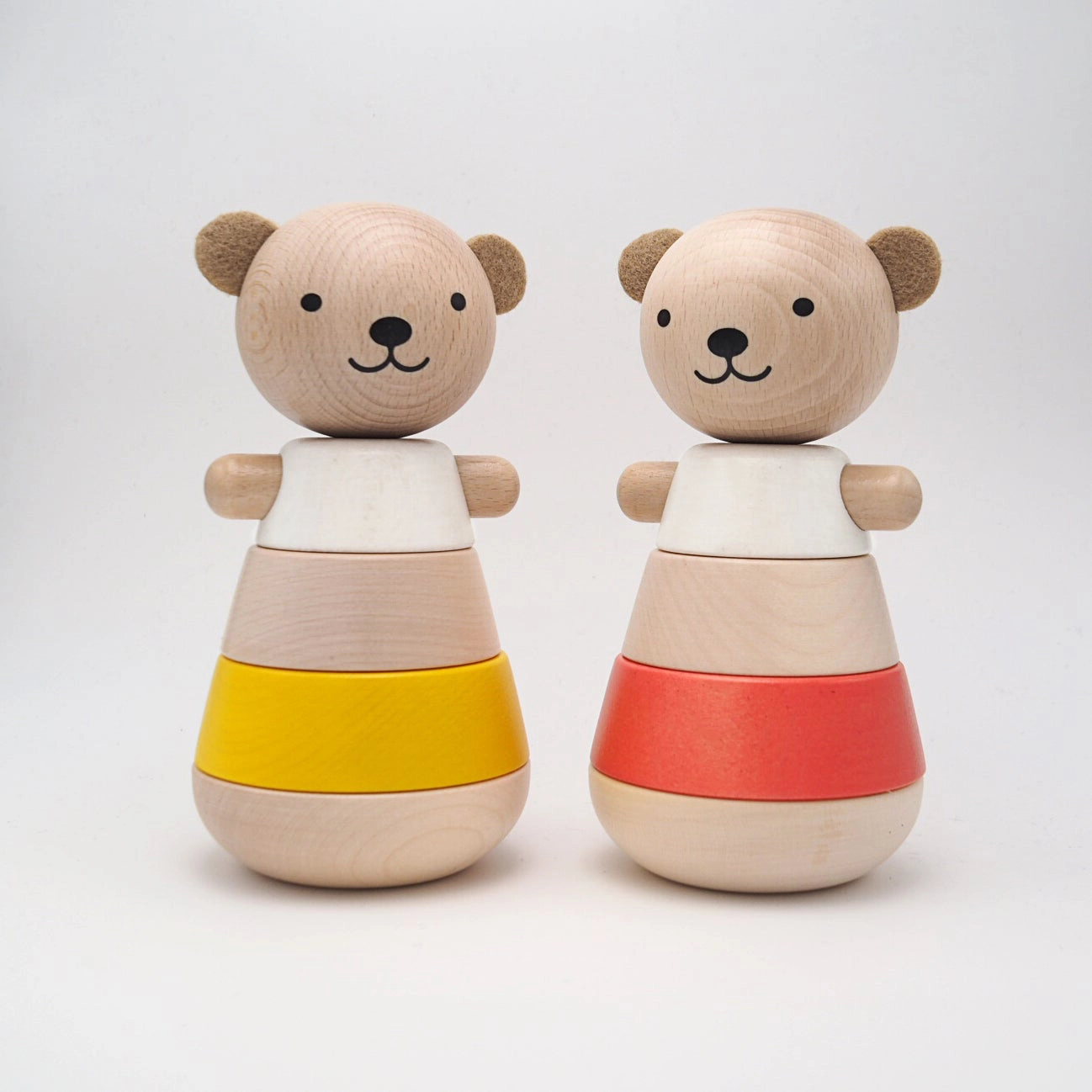 Briki Vroom Vroom Wooden Stacking Bear / Jaune