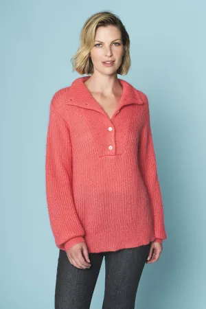 Button Detail Jumper - Coral