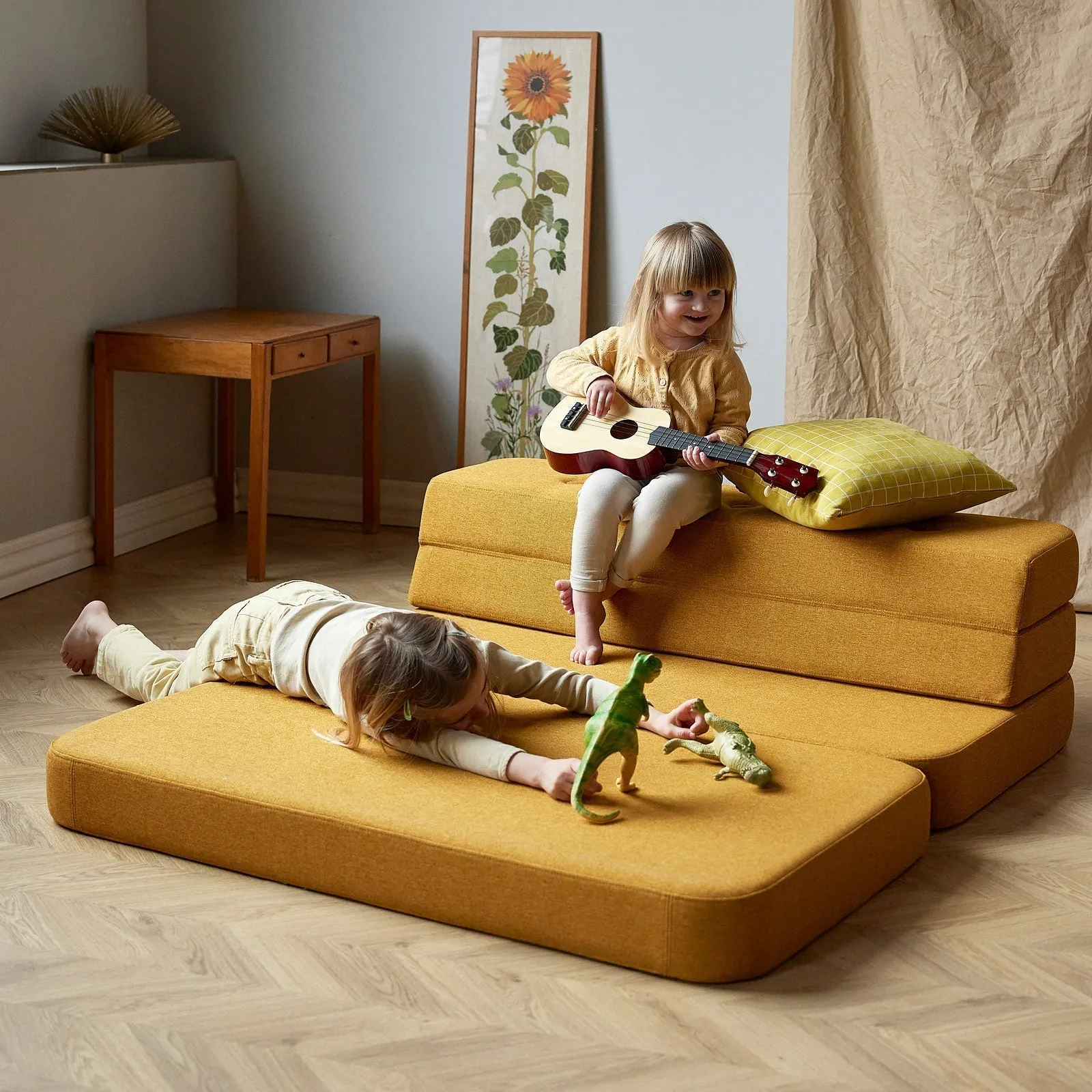 by KlipKlap KK 3 Fold Sofa 36x120x70cm - Deep Green W. Light Green (Pre-Order; Est. Delivery in 2-4 Weeks)