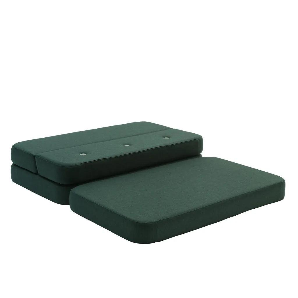 by KlipKlap KK 3 Fold Sofa 36x120x70cm - Deep Green W. Light Green (Pre-Order; Est. Delivery in 2-4 Weeks)