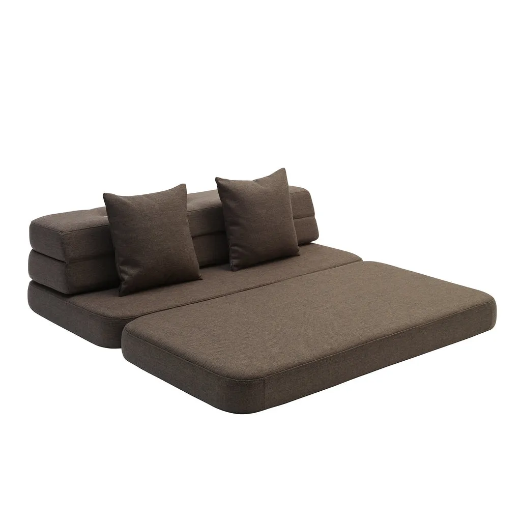 by KlipKlap KK 3 Fold Sofa XL Soft 36x140x70cm - Brown W. Sand (Pre-Order; Est. Delivery in 2-4 Weeks)