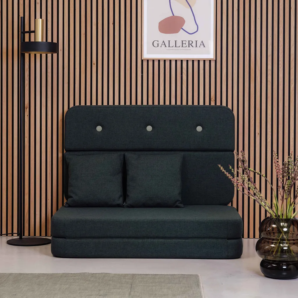 by KlipKlap KK 3 Fold Sofa XL Soft 36x140x70cm - Deep Green W. Light Green (Pre-Order; Est. Delivery in 2-4 Weeks)