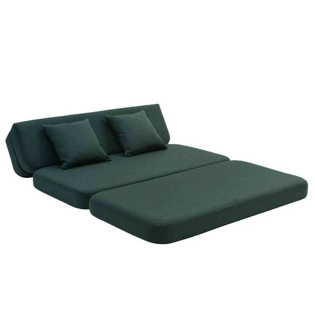 by KlipKlap KK 3 Fold Sofa XL Soft 36x140x70cm - Deep Green W. Light Green (Pre-Order; Est. Delivery in 2-4 Weeks)
