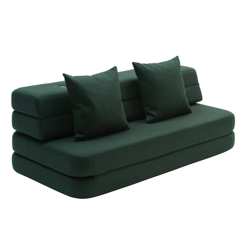 by KlipKlap KK 3 Fold Sofa XL Soft 36x140x70cm - Deep Green W. Light Green (Pre-Order; Est. Delivery in 2-4 Weeks)