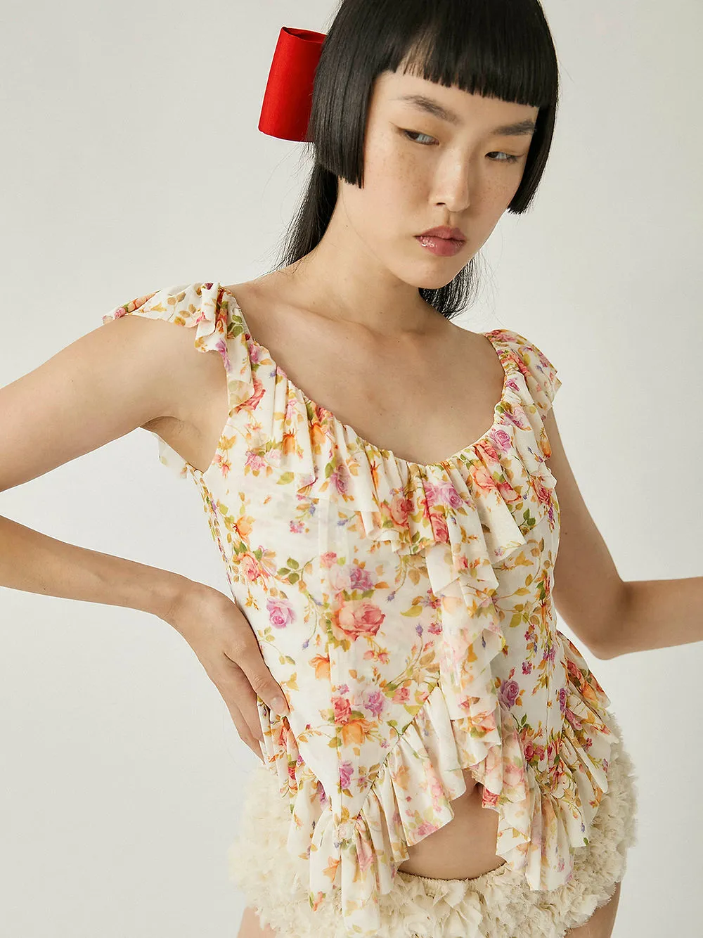 Caspia Ruffle Top - Floral