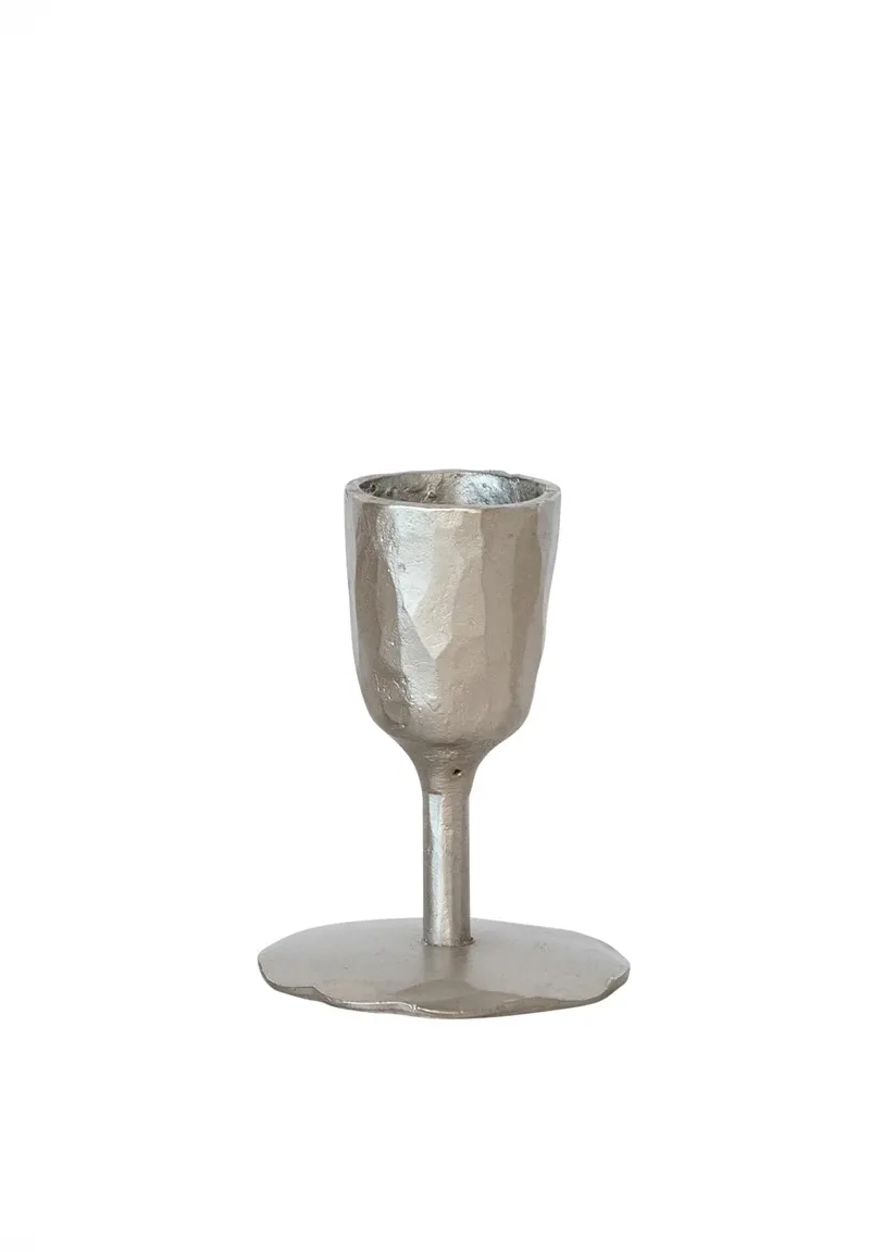 Cast Iron Taper Holder - Silver