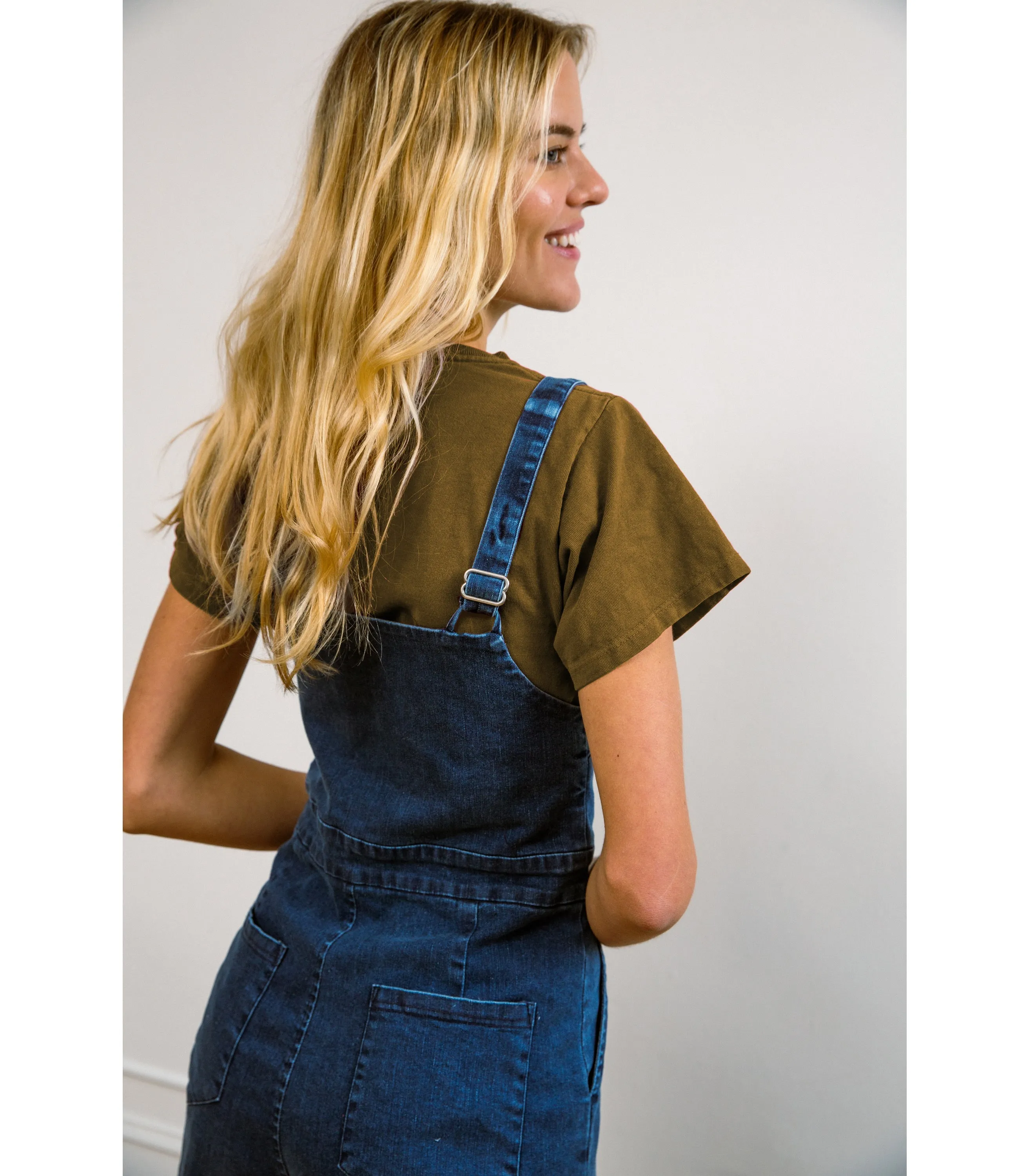 Claudia Zip Front Cropped Jumpsuit - Washed Indigo