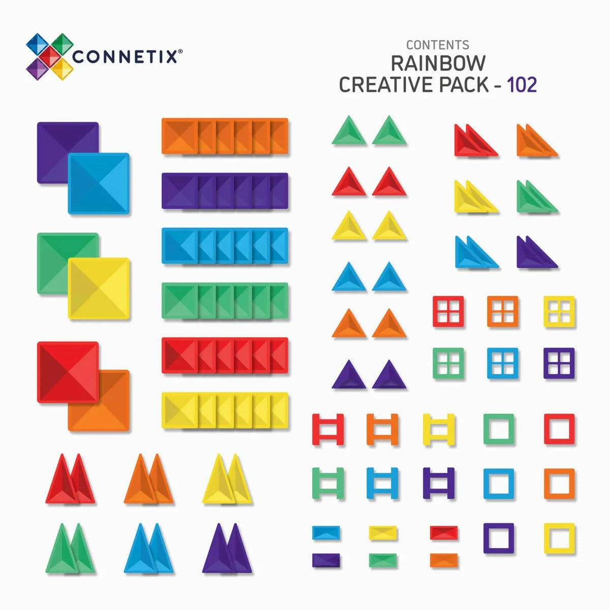 Connetix Magnetic Tiles Rainbow creative set 102 pieces