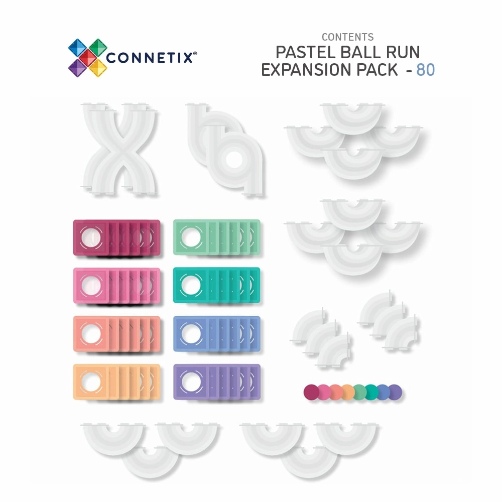 Connetix Pastel Ball Run Expansion Pack (80 pc)
