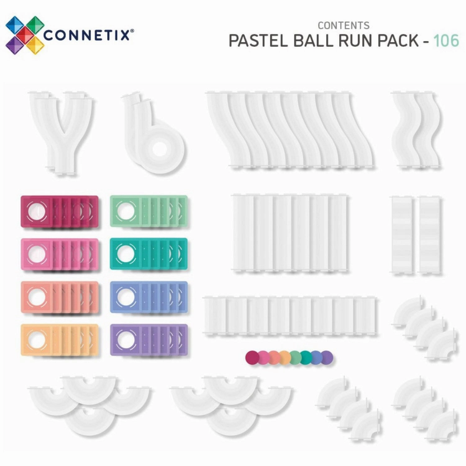 Connetix Pastel Ball Run Pack 106 Pieces