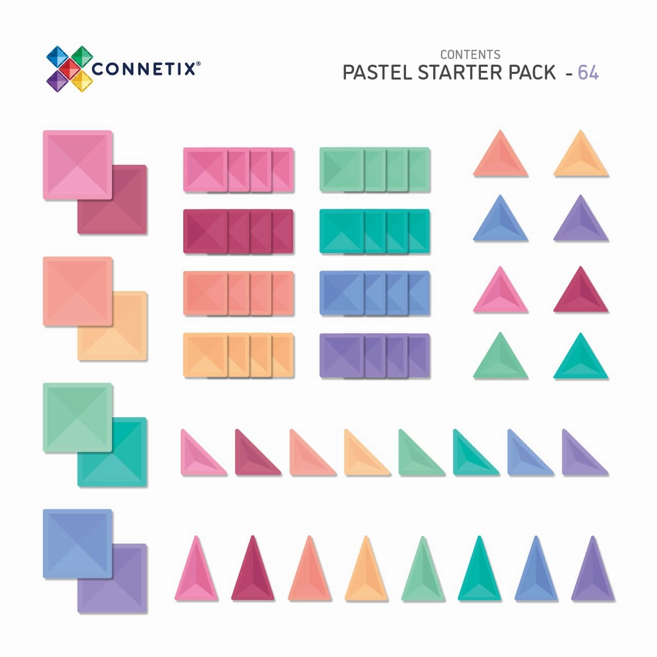Connetix Pastel Starter Pack (64 pc)