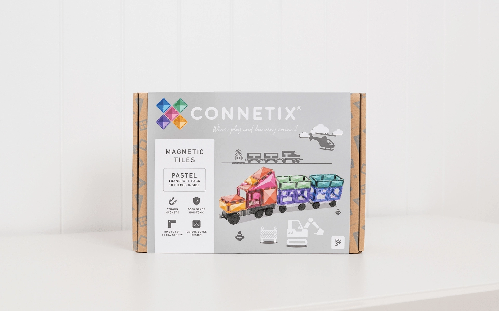 Connetix Tiles 50 Piece Pastel Transport Pack