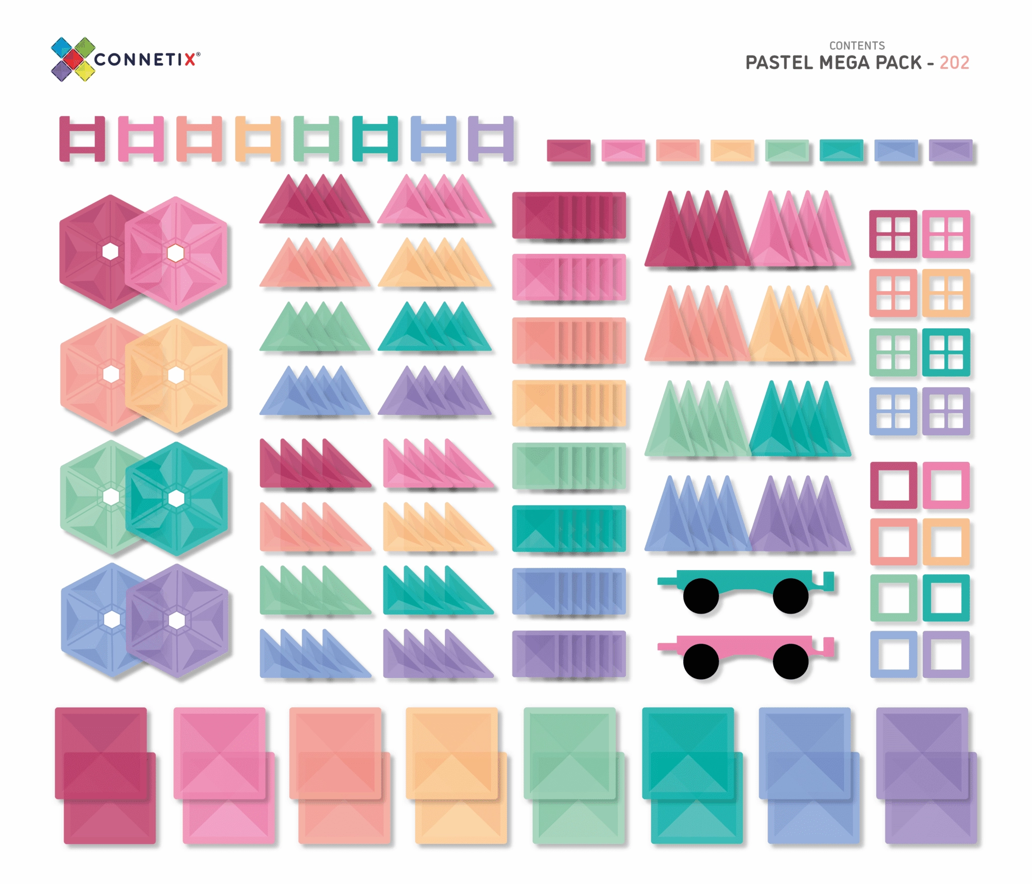 Connetix Tiles Mega Pack  Pastel  202 Piece