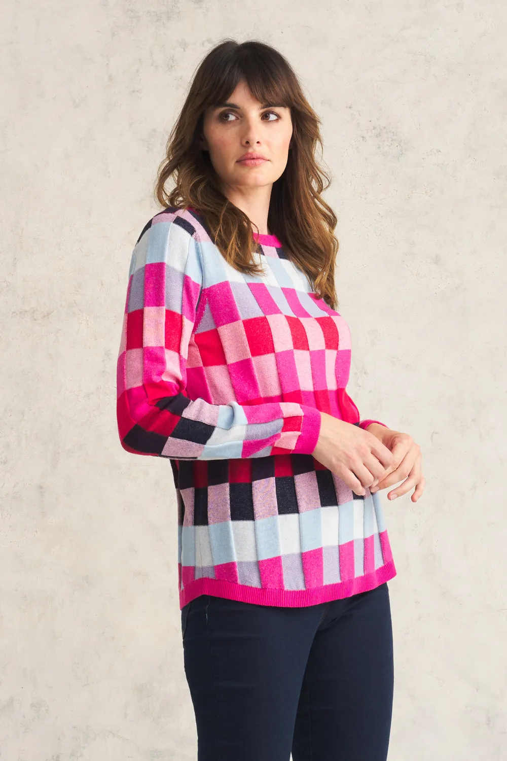 Cotton Check Knit - Multi Check