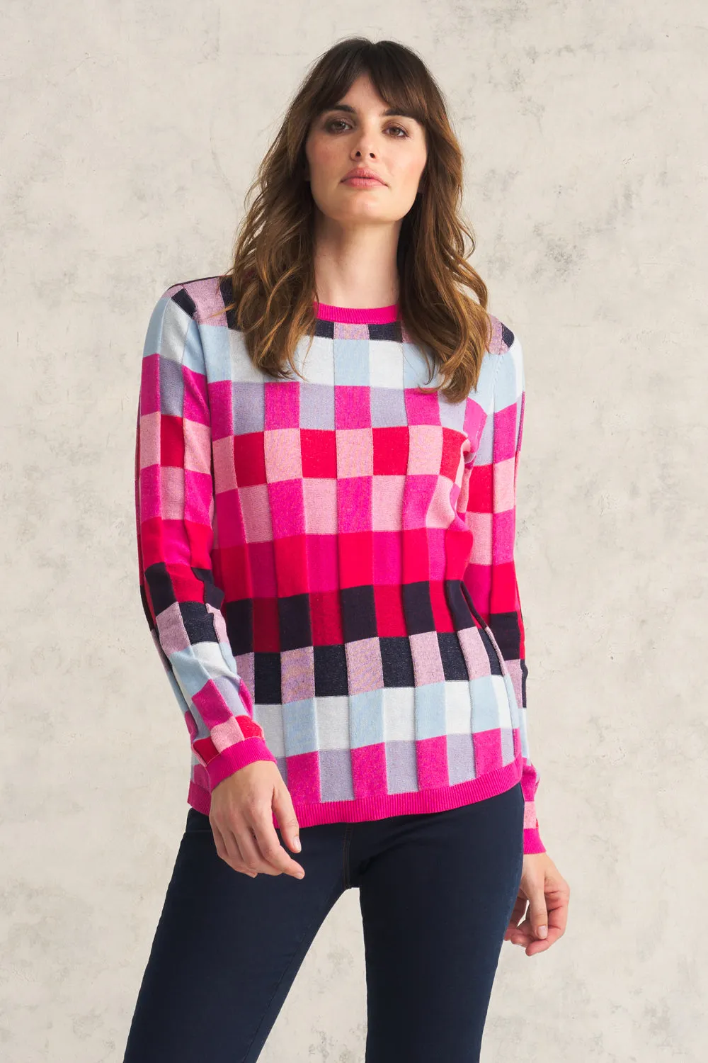 Cotton Check Knit - Multi Check