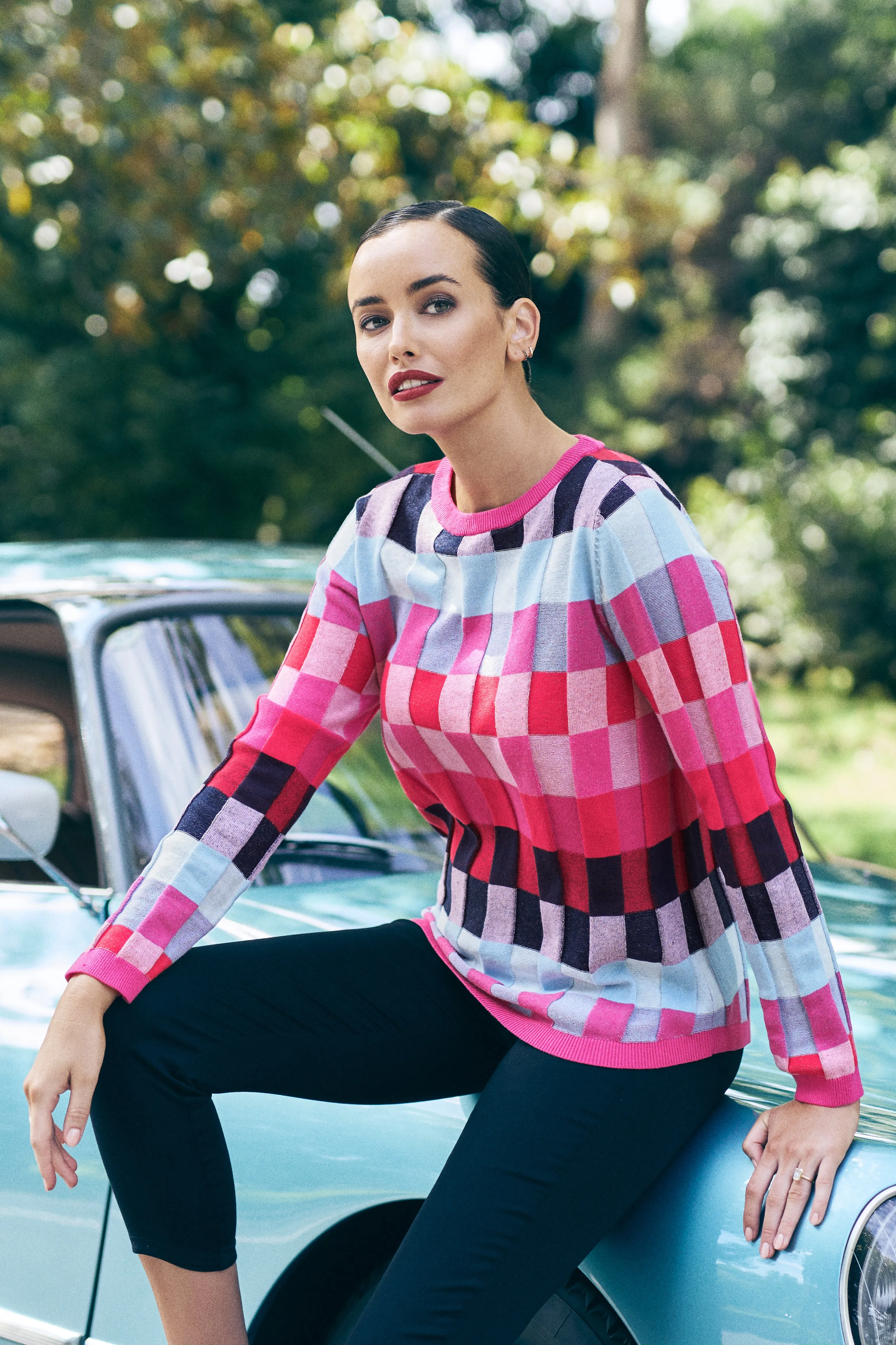 Cotton Check Knit - Multi Check