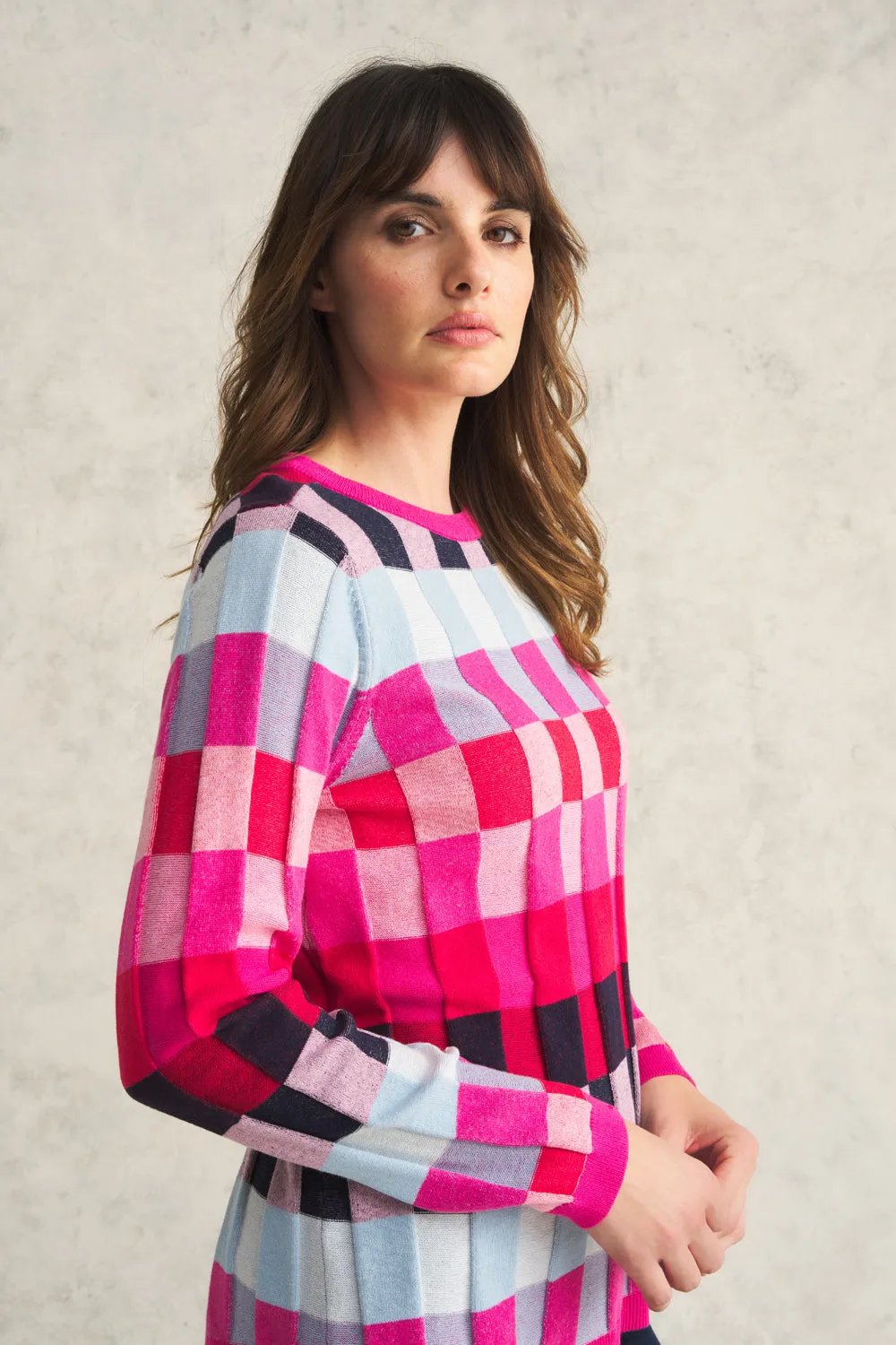 Cotton Check Knit - Multi Check