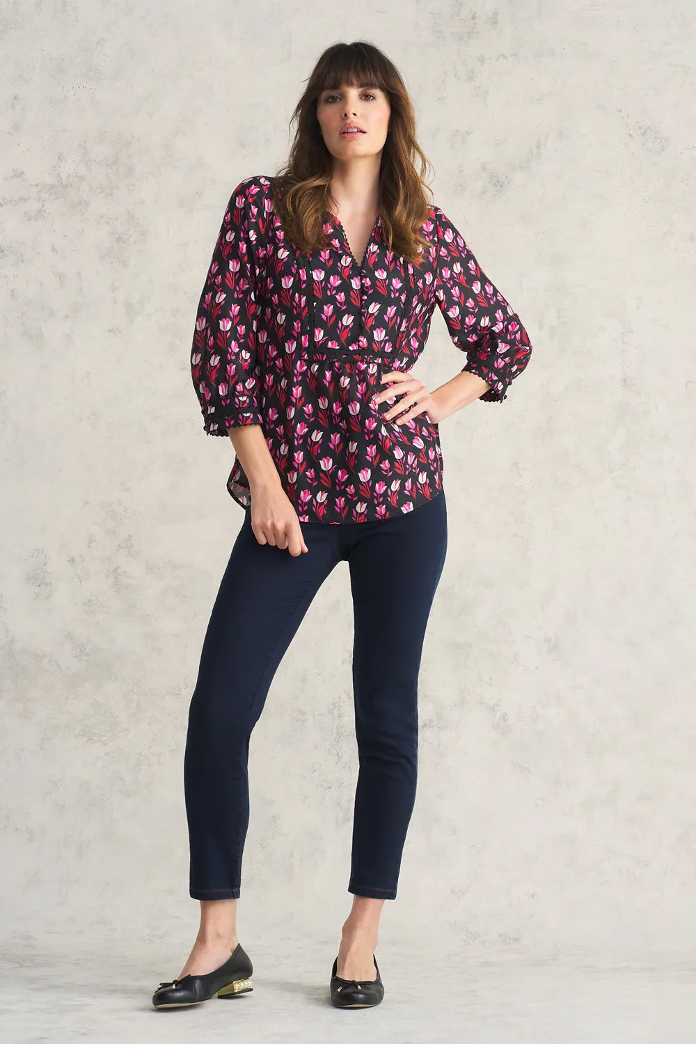 Cotton Silk Blouse - Tulips Print