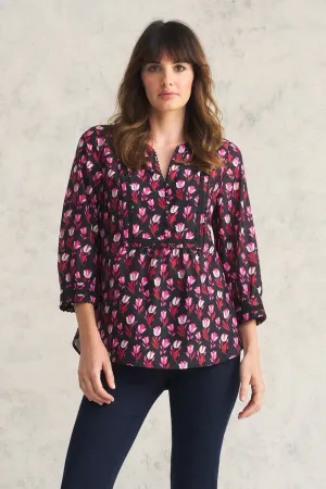 Cotton Silk Blouse - Tulips Print
